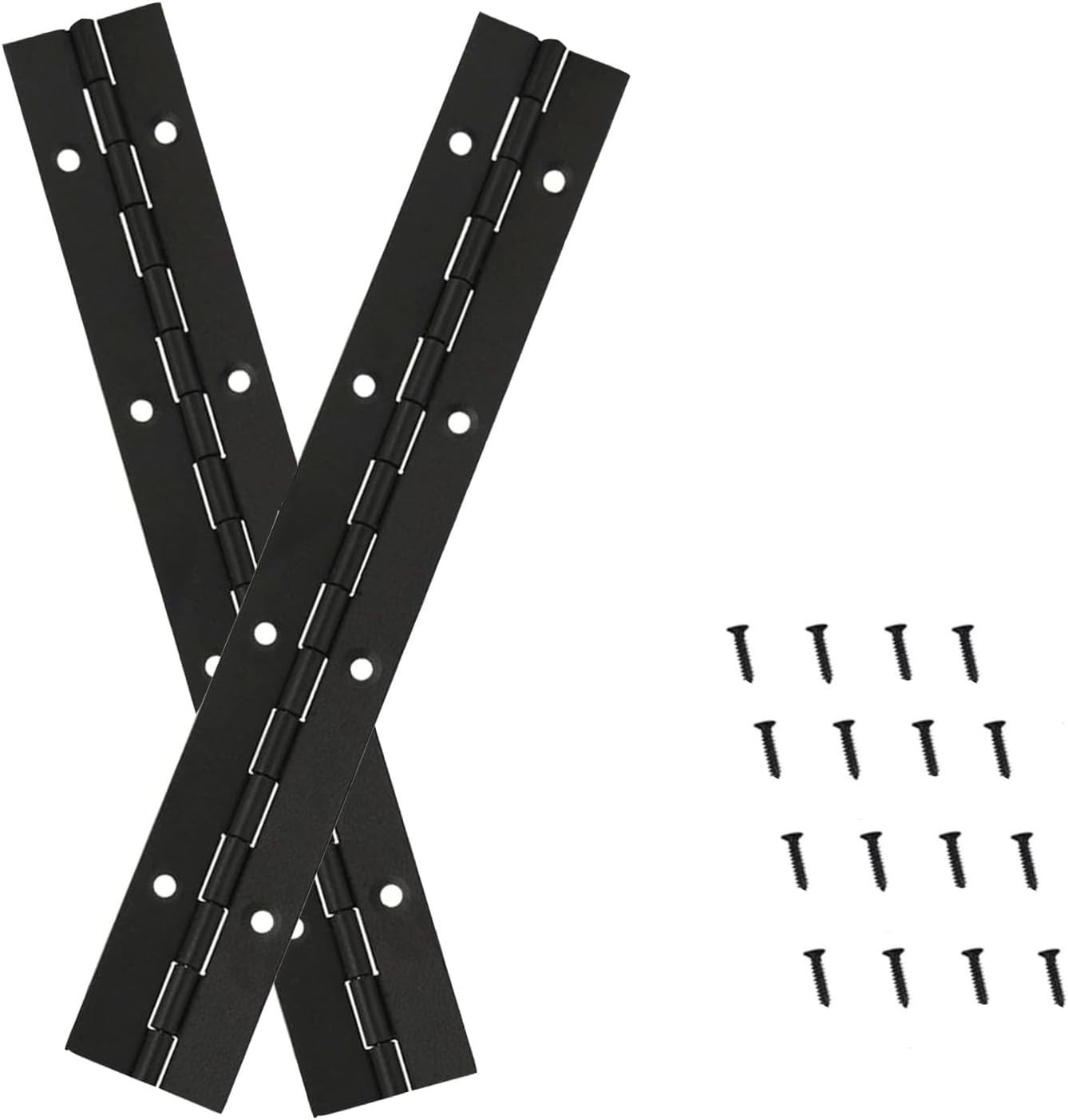 8-Inch Black Continuous Piano Hinges – 2 Pack with Screws for Easy Install