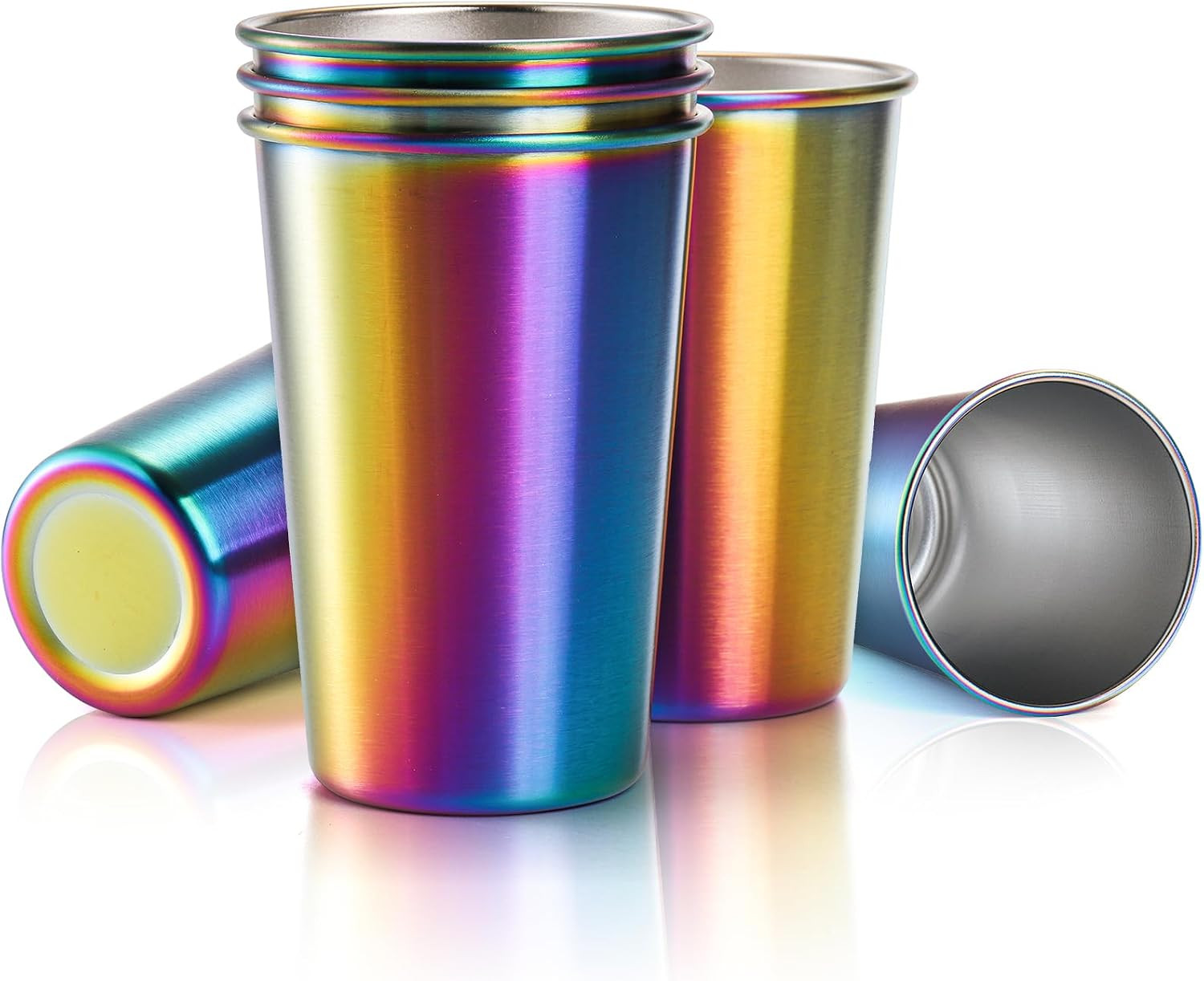 6 Pack Stainless Steel Pint Cups, 16 Oz Metal Cups Unbreakable Drinking Glasses
