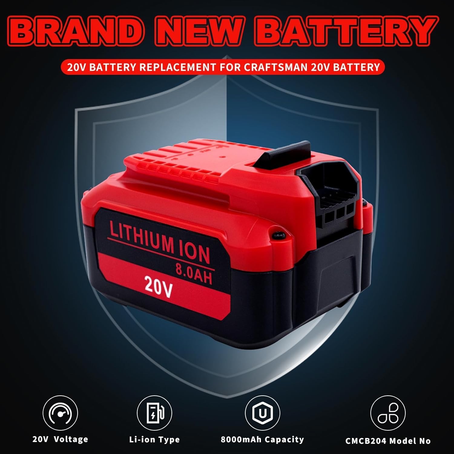 2PACK 20Volt For Craftsman V20 8.0Ah Li-ion Battery CMCB204 CMCB202 /Charger