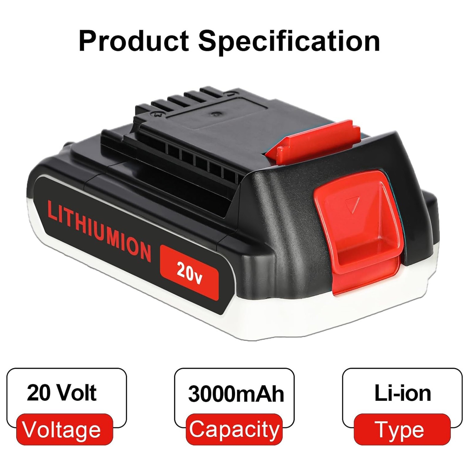 2 Pack 20V MAX 3.0Ah Battery for BLACK+DECKER 20 Volt Lithium Batteries LBXR20