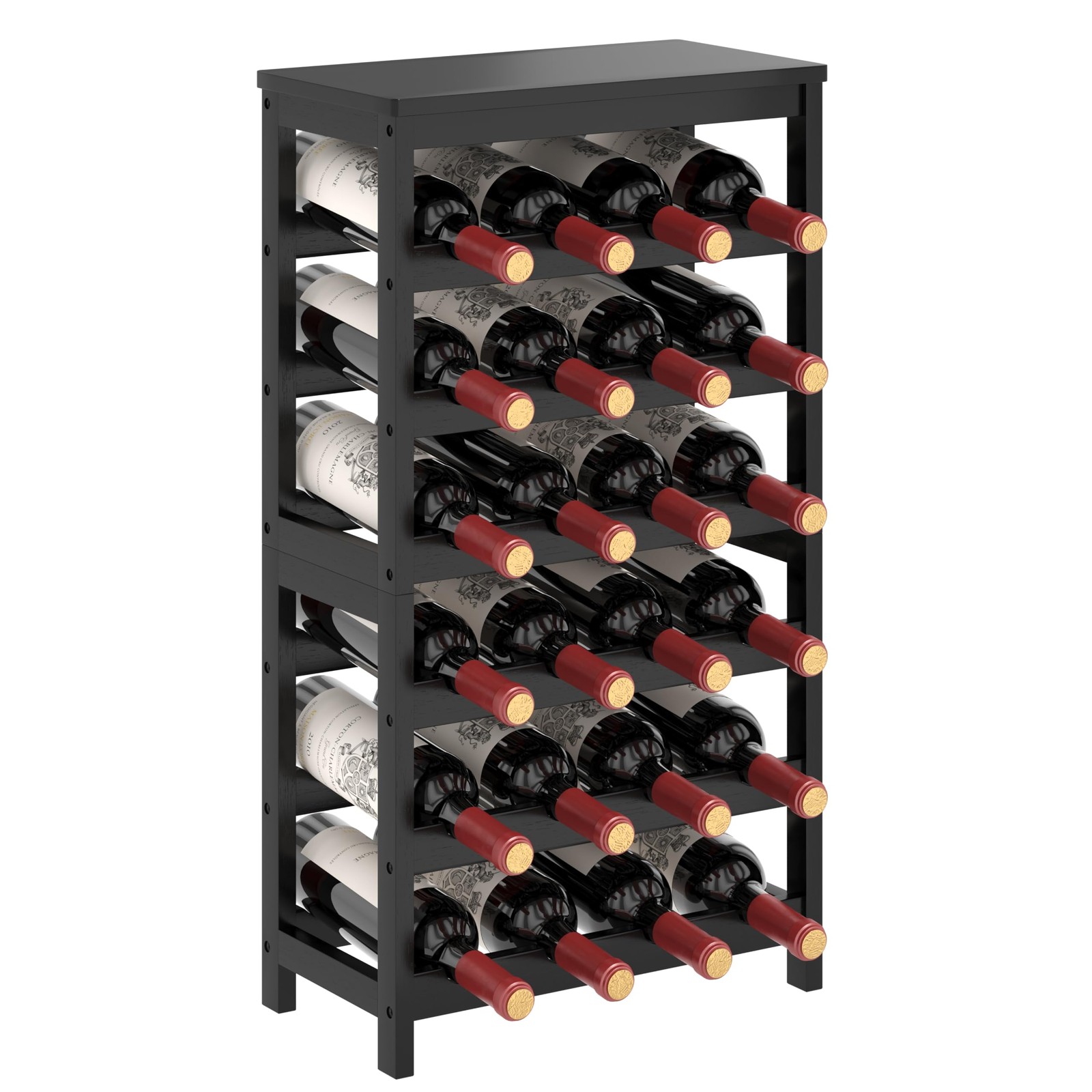 6 Tier Wine Rack Freestanding Floor, 24 Bottles Wine Storage Shelves with Tab…