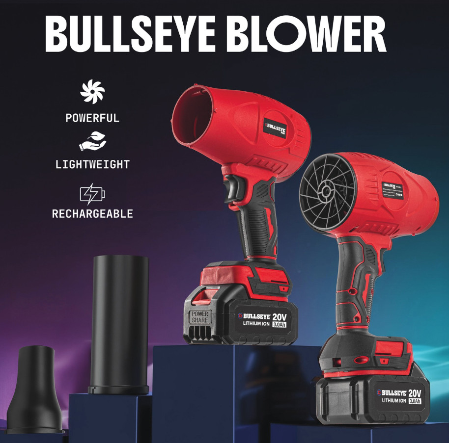 Bullseye Blower Rechargeable Cordless Leaf Dust Air Blaster 21,000 RPM with 20V