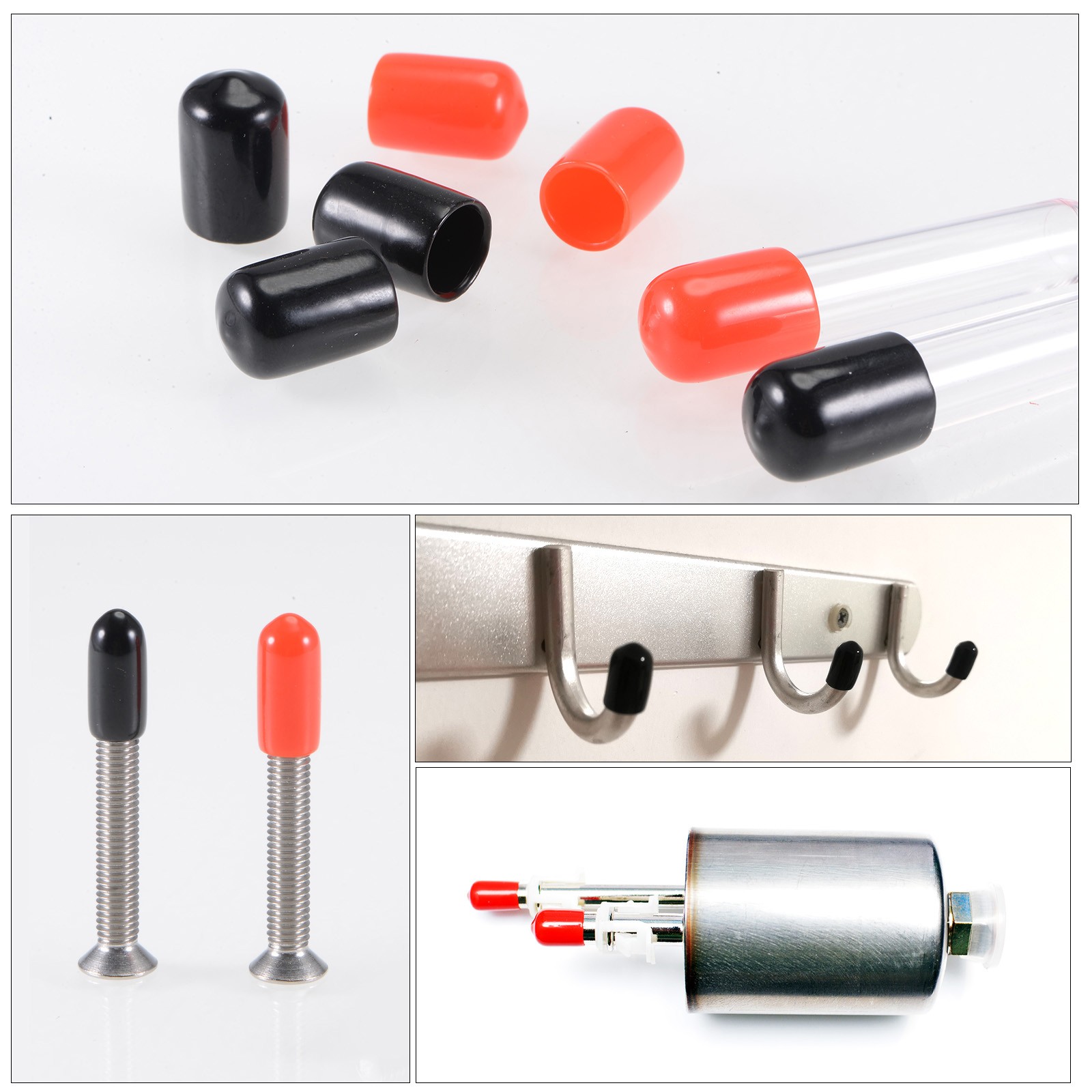 2pcs Rubber End Caps 75mm ID Vinyl Round Tube Bolt Cover Screw Protectors Black