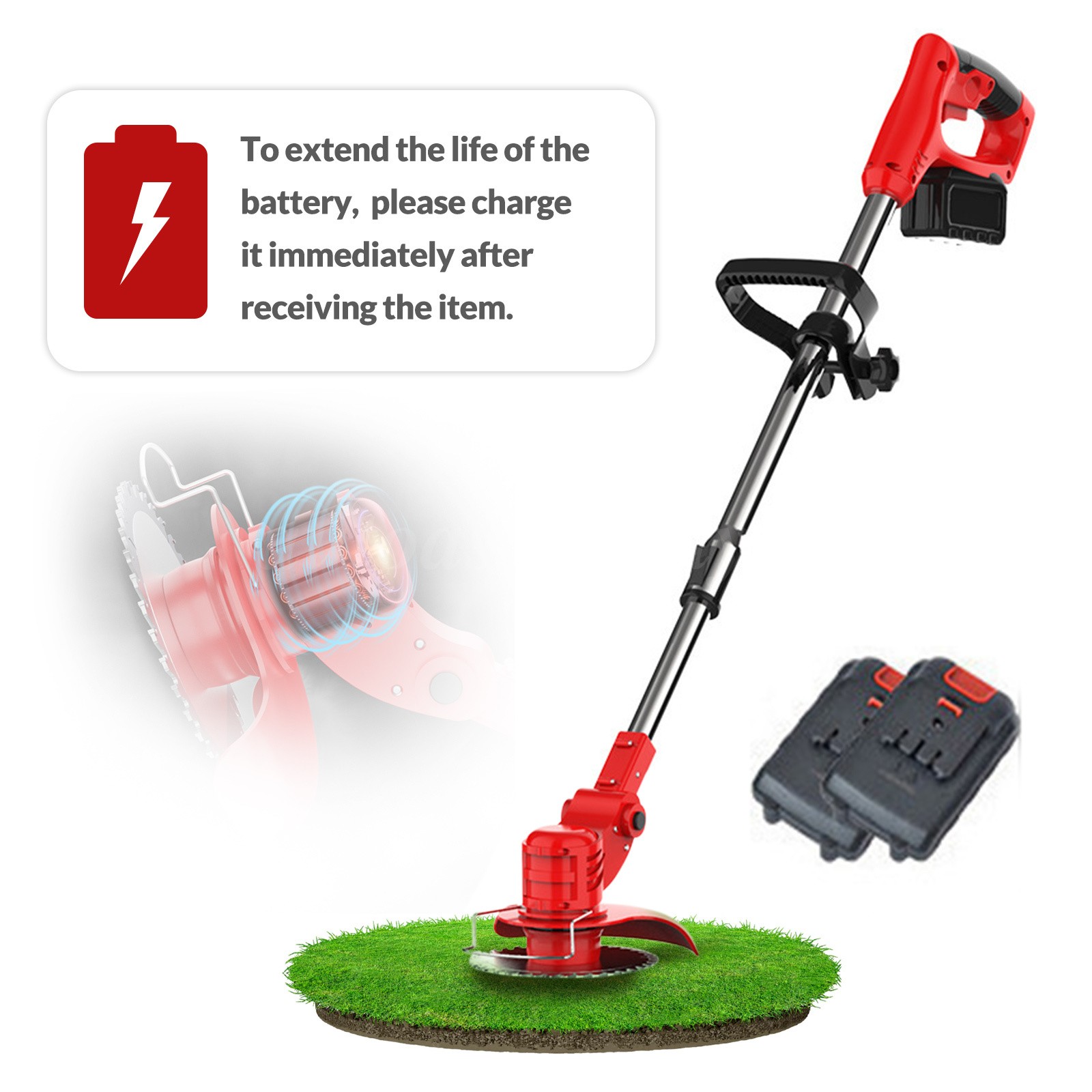 Cordless String Trimmer, Edger WeedWhacker Grass Eater Lawn Cutter 3.0ah Battery