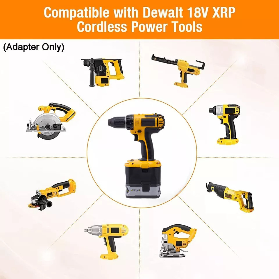 Adapter Fits For Ryobi 18V Li-Ion Battery To For Dewalt 18V Ni-Cd Power Tools