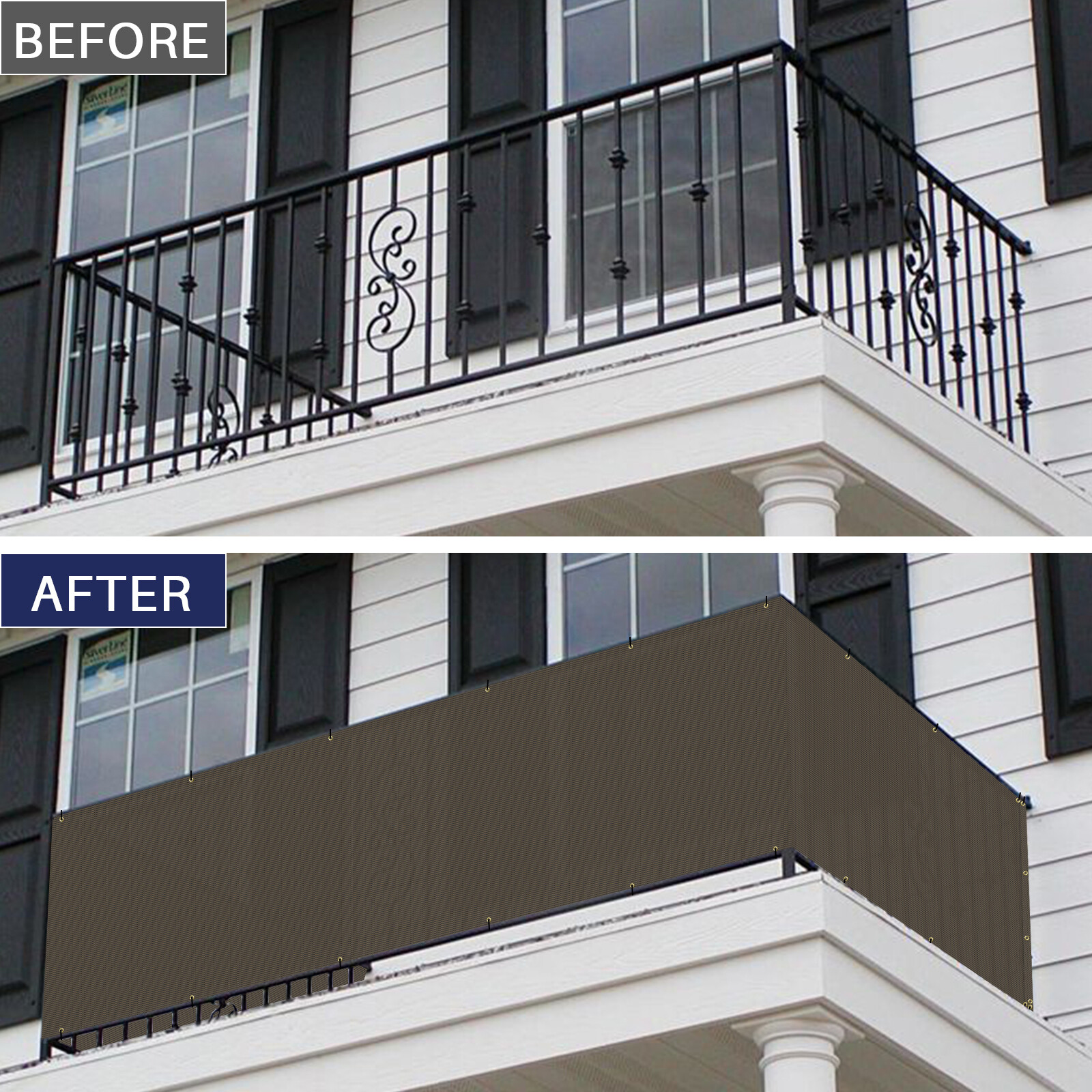 35in Privacy Balcony Screen Brown Fence Screen Patio Deck Fabric Shade Net Cover