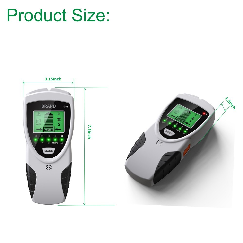 5 in 1 Digital Stud Finder Wood Metal Pipe Wire Wall Scanner Sensor LCD Detector