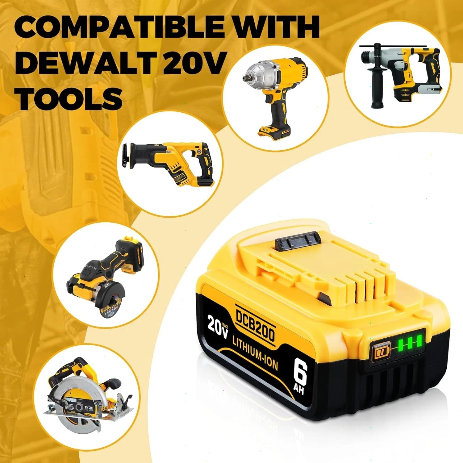 Pack 12.0AH For DeWalt 20V 20 Volt Max XR Lithium Ion Battery DCB206-2 DCB205-2