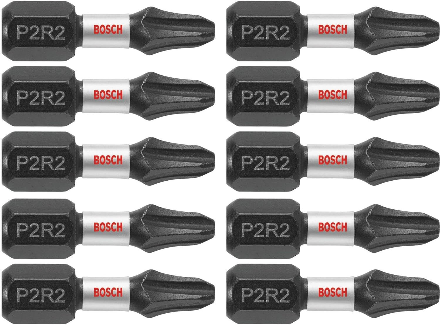 BOSCH ITP2R21B 10-Pack 1 In. Phillips/Square #2 Impact Tough Screwdriving Insert