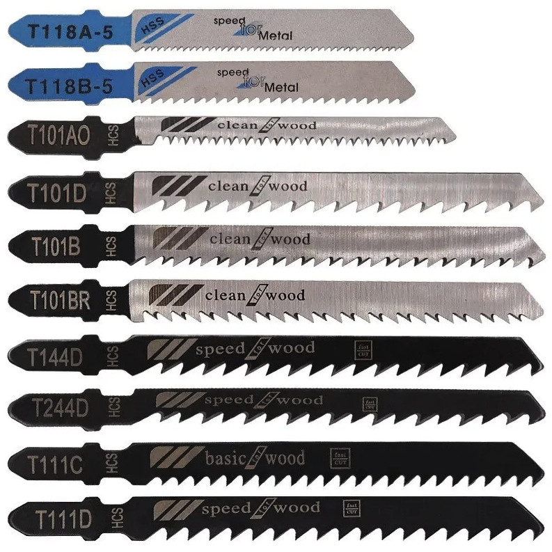 10pcs Jigsaw Blades Set High Carbon Steel for Wood Plastic Metal Cutting – NEW