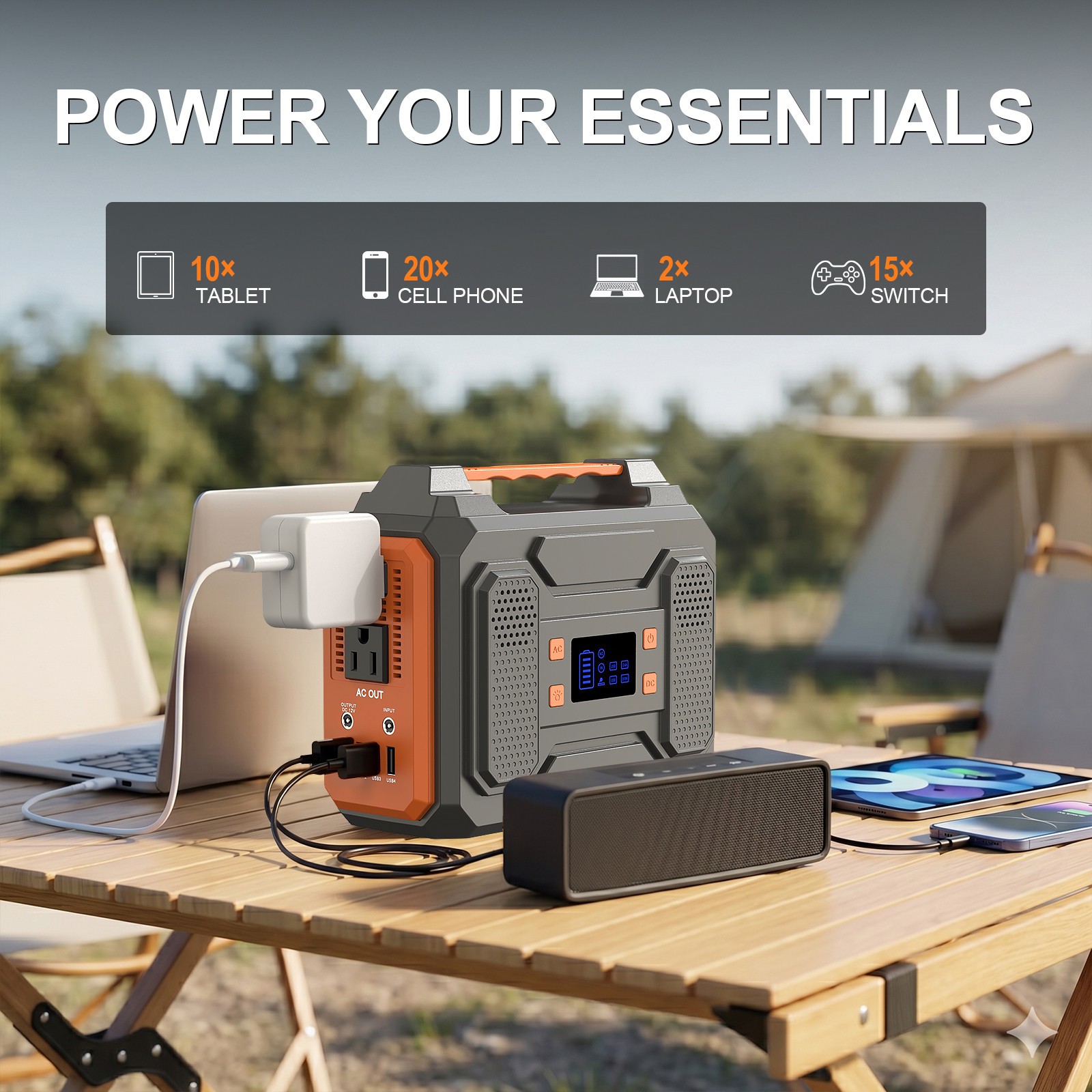 Portable Power Station 300W 280Wh 110V AC DC Solar Generator For Camping CPAP RV
