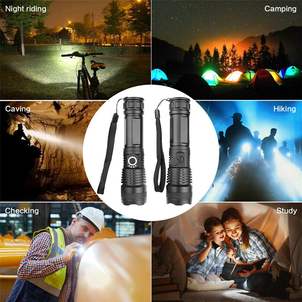 Rechargeable 990000LM LED Flashlight Tactical Police Super Bright Torch Zoomable