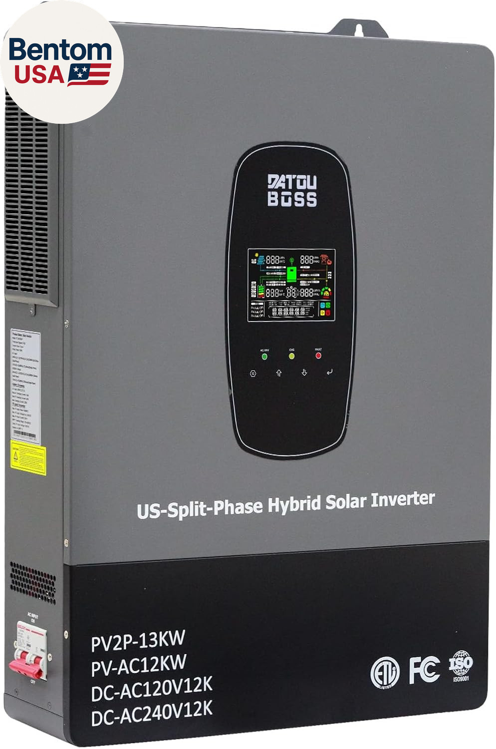 12000W Hybrid Solar Inverter 48V DC to 120/240V Split Phase, Pure Sine Wave, Dua