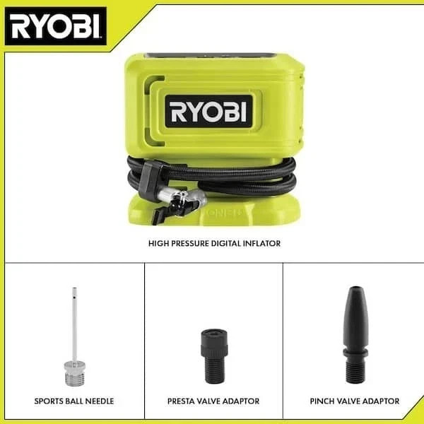 RYOBI 18V Cordless High Pressure Digital Inflator Air Compressor Tire Pump
