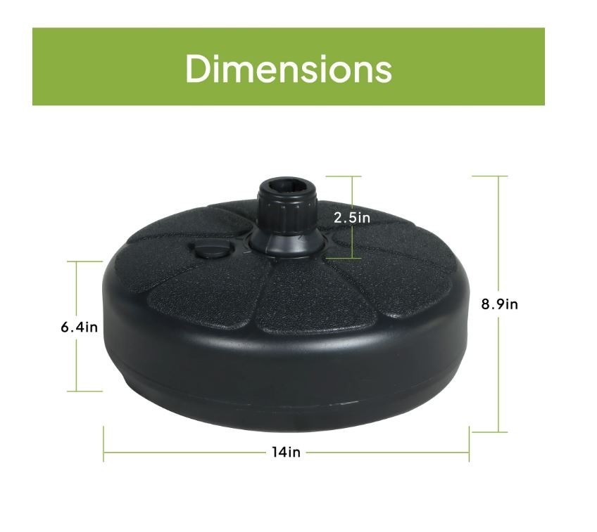 Mainstays 26lb Outdoor Fillable Round Resin Opp Umbrella Base Black