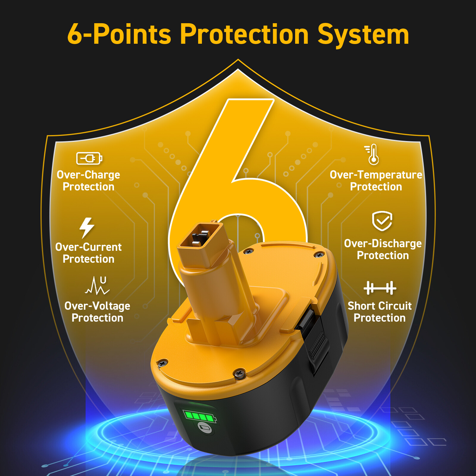 PACK 8.0Ah 18V For Dewalt 18 VOLT DC9096 DC9099 Li-ion Battery DC9096-2/Charger