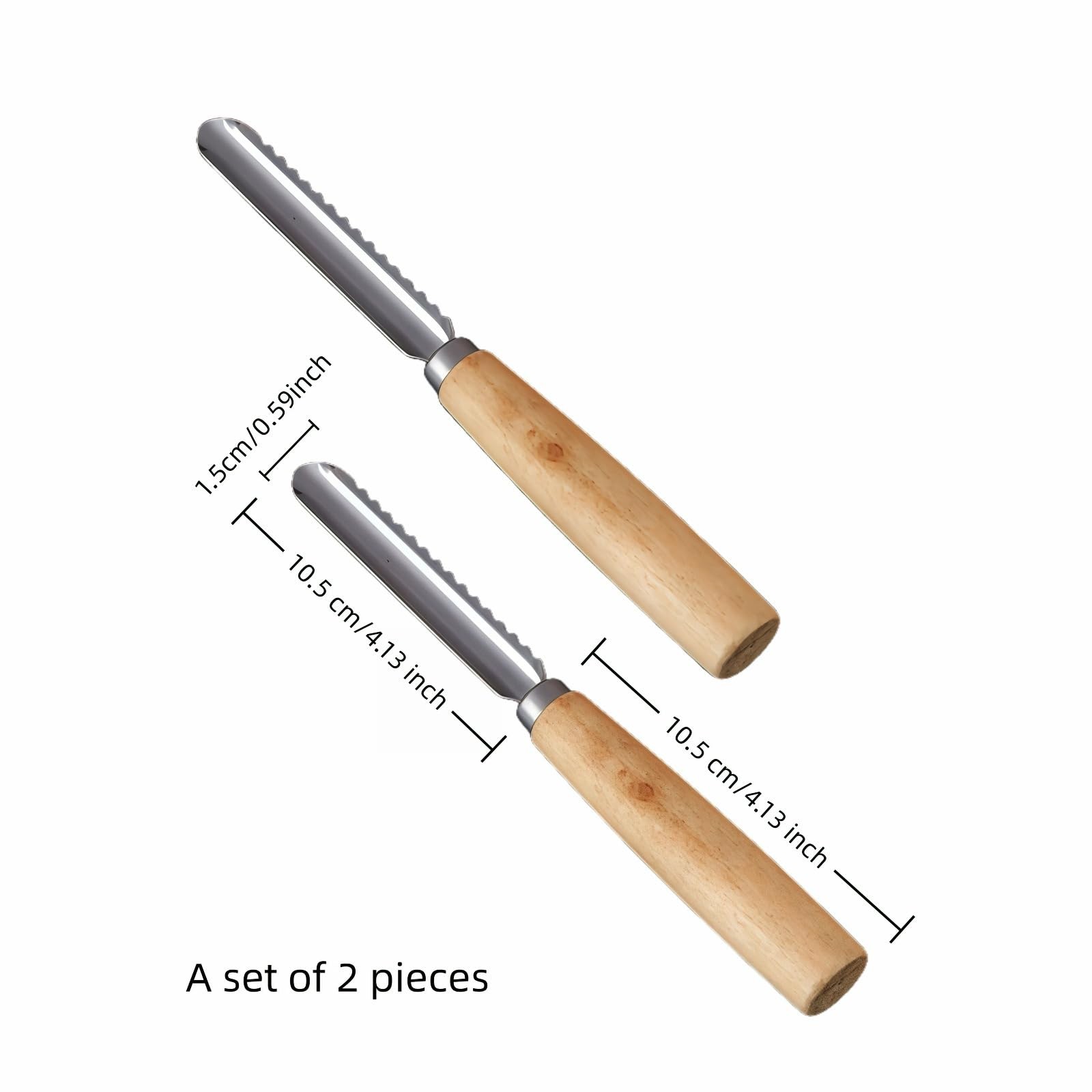 2-Pack Vegetable Corer Tool – 8″ Stainless Steel Silver And Natural Wood