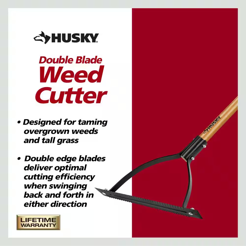 30 In. Double Blade Weeder Cutter, Strong hardwood handle