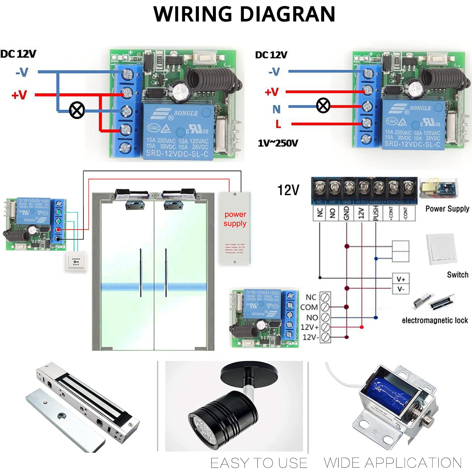 433Mhz Universal Wireless Remote Control Switch DC 12V 1CH RF Relay Receiver …
