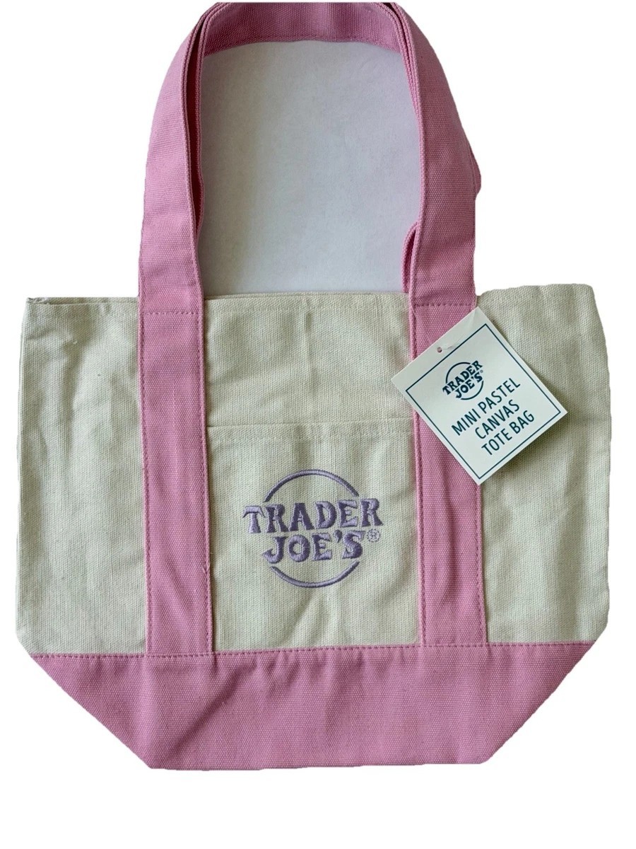 Trader Joe’s Pink Canvas Mini Tote Bag Pastel NWT