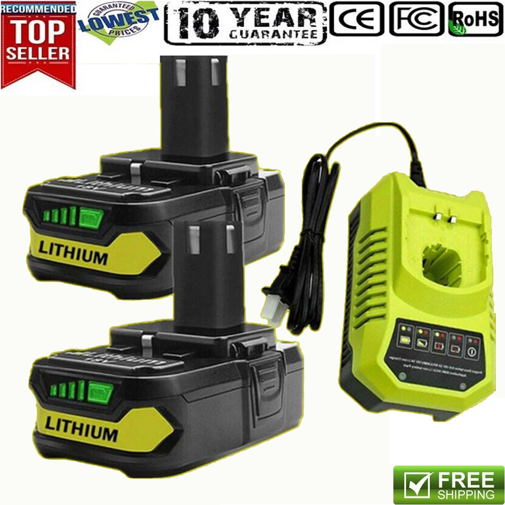 2Pack 18Volt P102 Replace for Ryobi 18V Batteries and Charger Combo for 18 Volt
