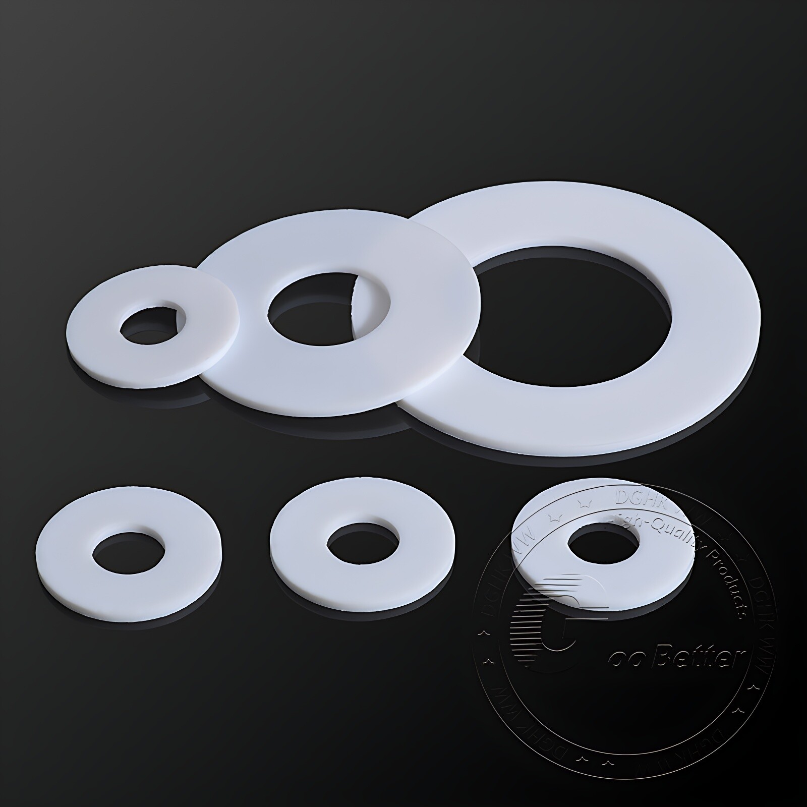 2mm Thick White PTFE High Temp Flat Ring Plastic Washer Seal Gaskets ID 3mm-66mm