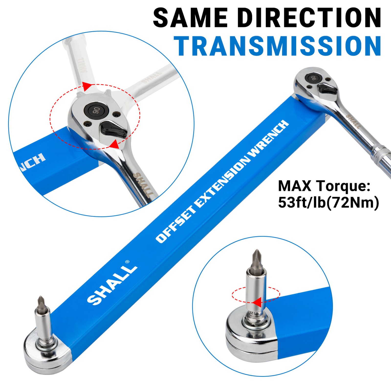 SHALL 15.4″ Offset Extension Wrench, ,with 1/2″,1/4″ ,3/8″ Square Drive adapters
