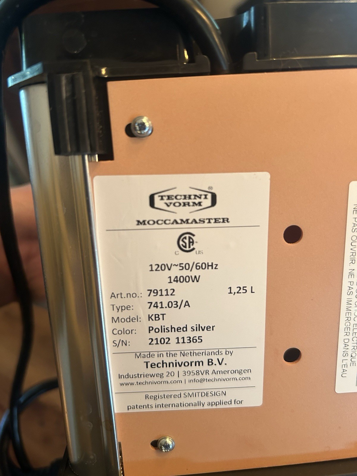 Technivorm Moccamaster KBT 79112 Silver 10 Cup Coffee Maker Brewer 741.03A
