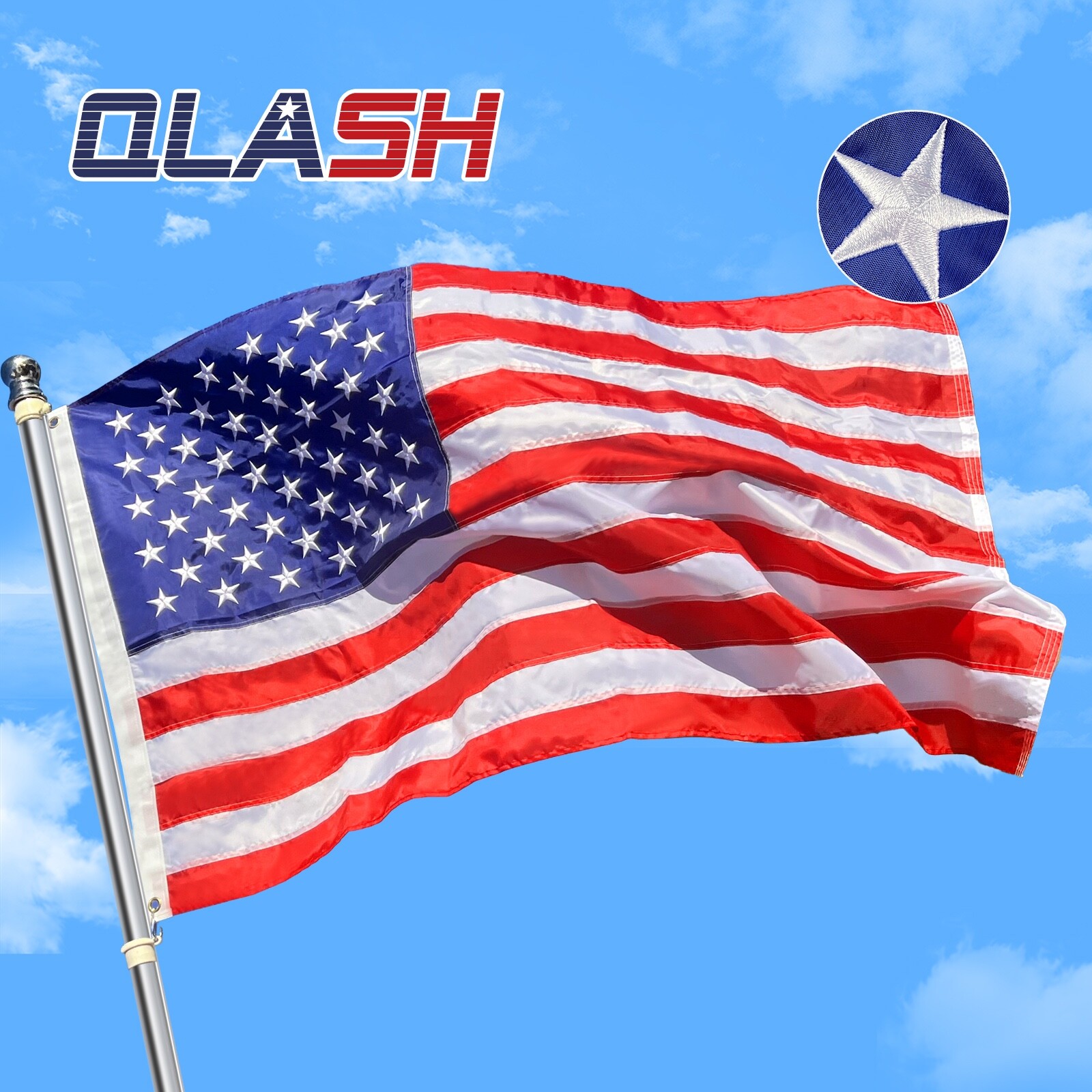 American Flags 3×5 for Outside,USA US Flag,Deluxe Embroidered Stars, Heavy Duty