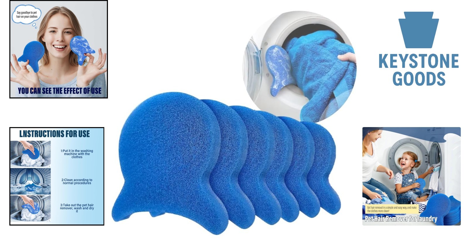 6 Pack Reusable Laundry Lint & Pet Hair Remover Sponge – Easy Clean, Eco-Frie…