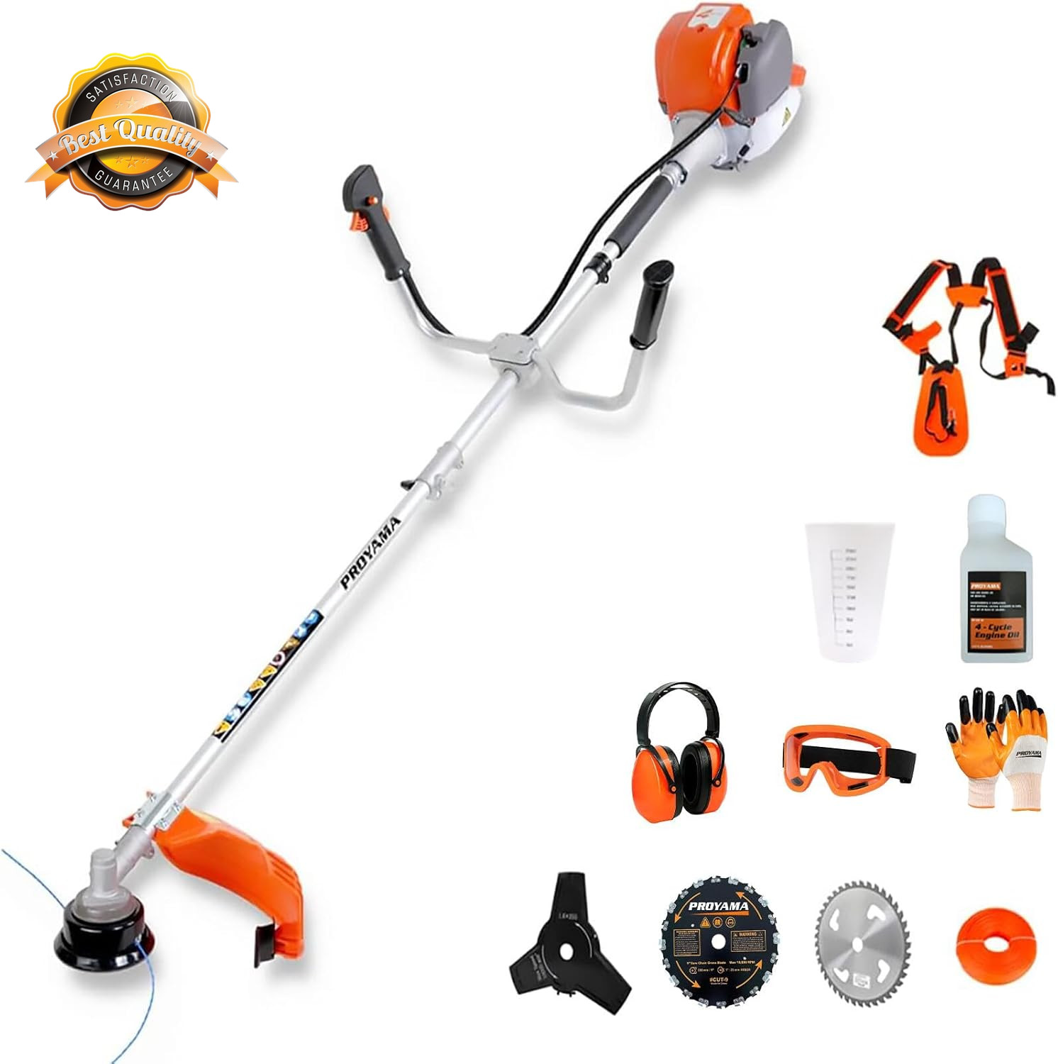 40CC Gas Brush Cutter 4 Cycle Heavy Duty 3 in 1 String Trimmer Weed