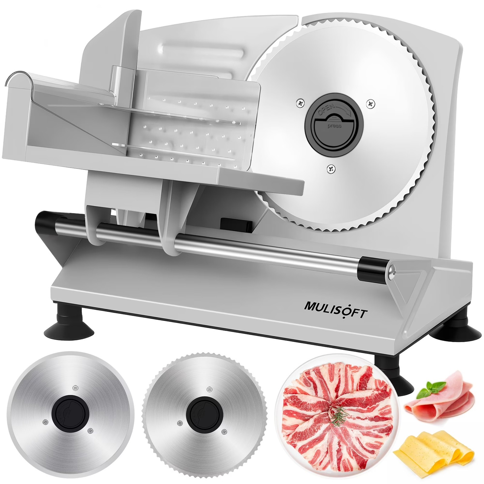 MULISOFT Meat Slicer Electric Deli Food Slicer with Removable Stainless Steel