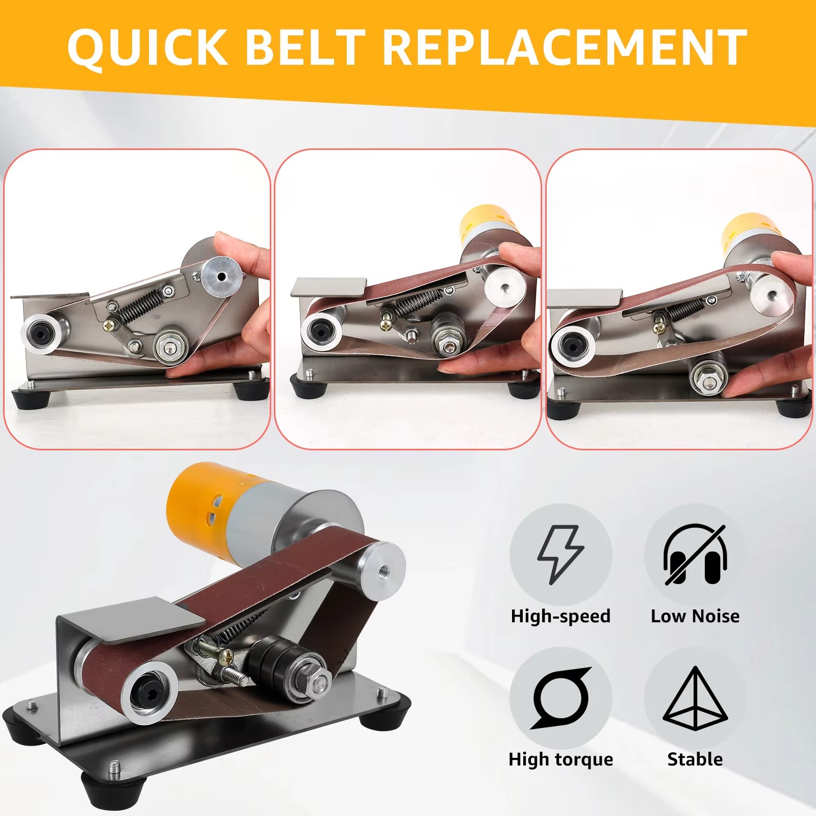 Electric 3-in-1 Mini Belt Sander Grinder Polisher Combo with 7 Speeds Adjustment