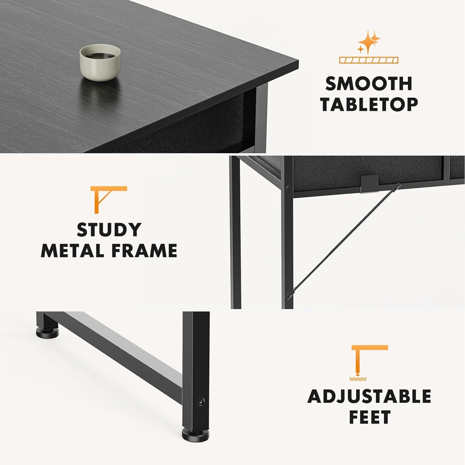 Small Computer Desk for Home Office, 32″ Working PC Table with 2 Fabric Drawers