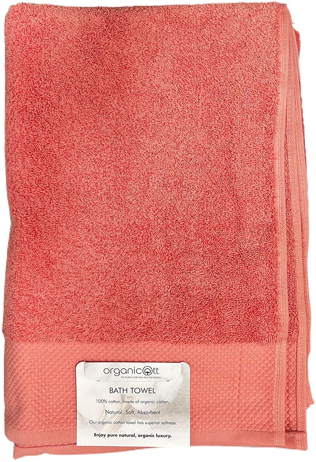 Organicott Organic Bath Towel Orange 100% Organic Cotton 30 in x 58 in