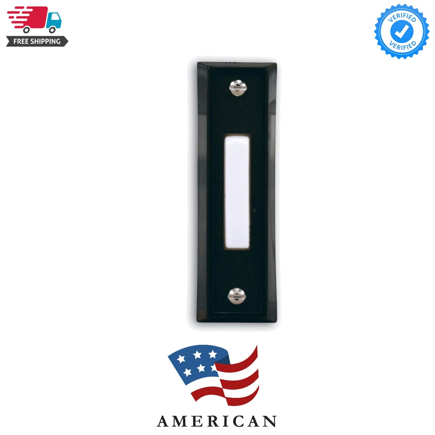 Heath Zenith Wired Push Doorbell Button, Black, Plastic, Surface Mount, New H…