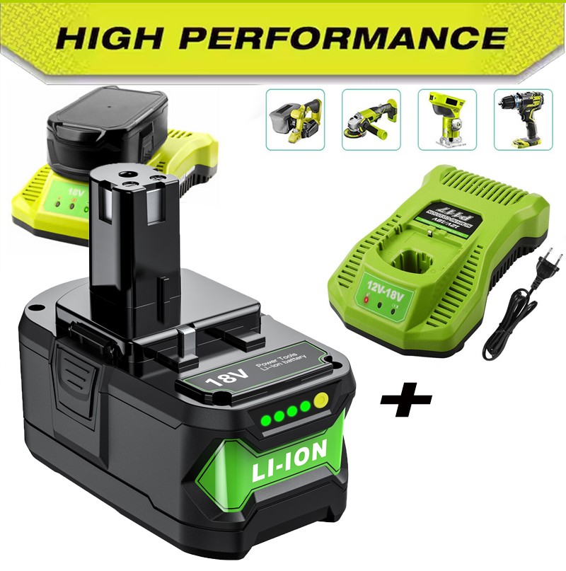 For Ryobi P108 18V One PLUS High Capacity P105 P102 Lithium Battery/P117 Charger