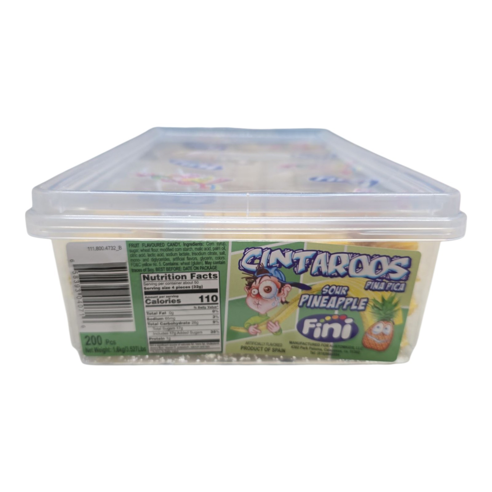 Fini Cintaroos Pineapple(pina) Sour Candy Strips 200 Pcs Net wt 3.5-LB (1.6kg)
