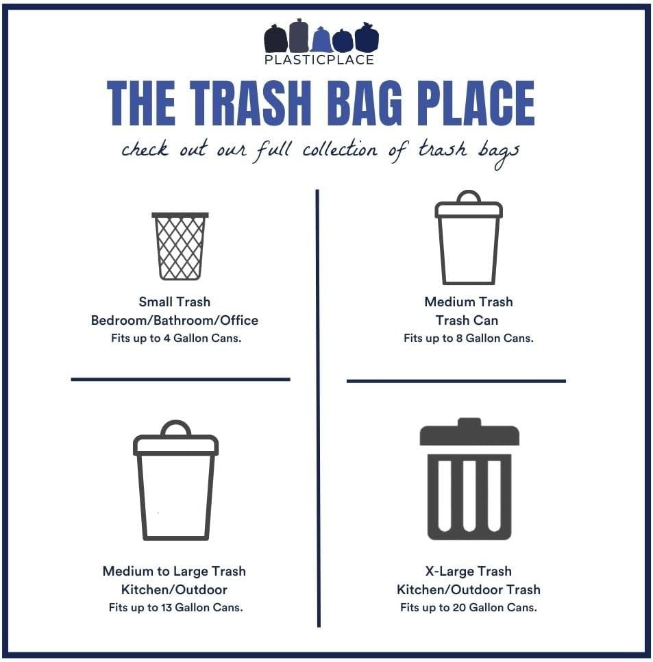 Plasticplace 12-16 Gallon Trash Bags – Clear, Case of 250 Garbage Bags