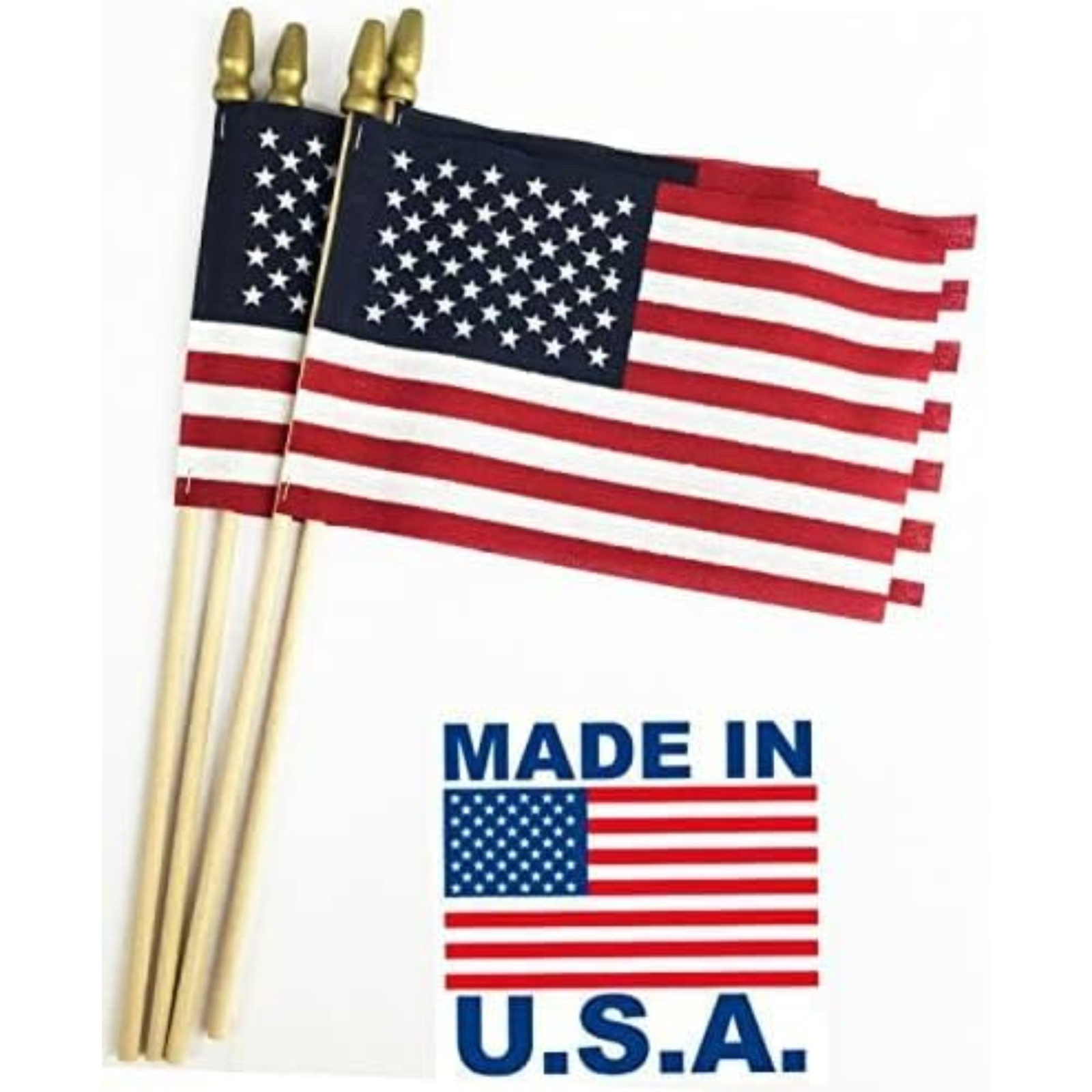 12 x 18 American Stick Flag large size with 30″x3/8″ Wood Staff Heavy duty