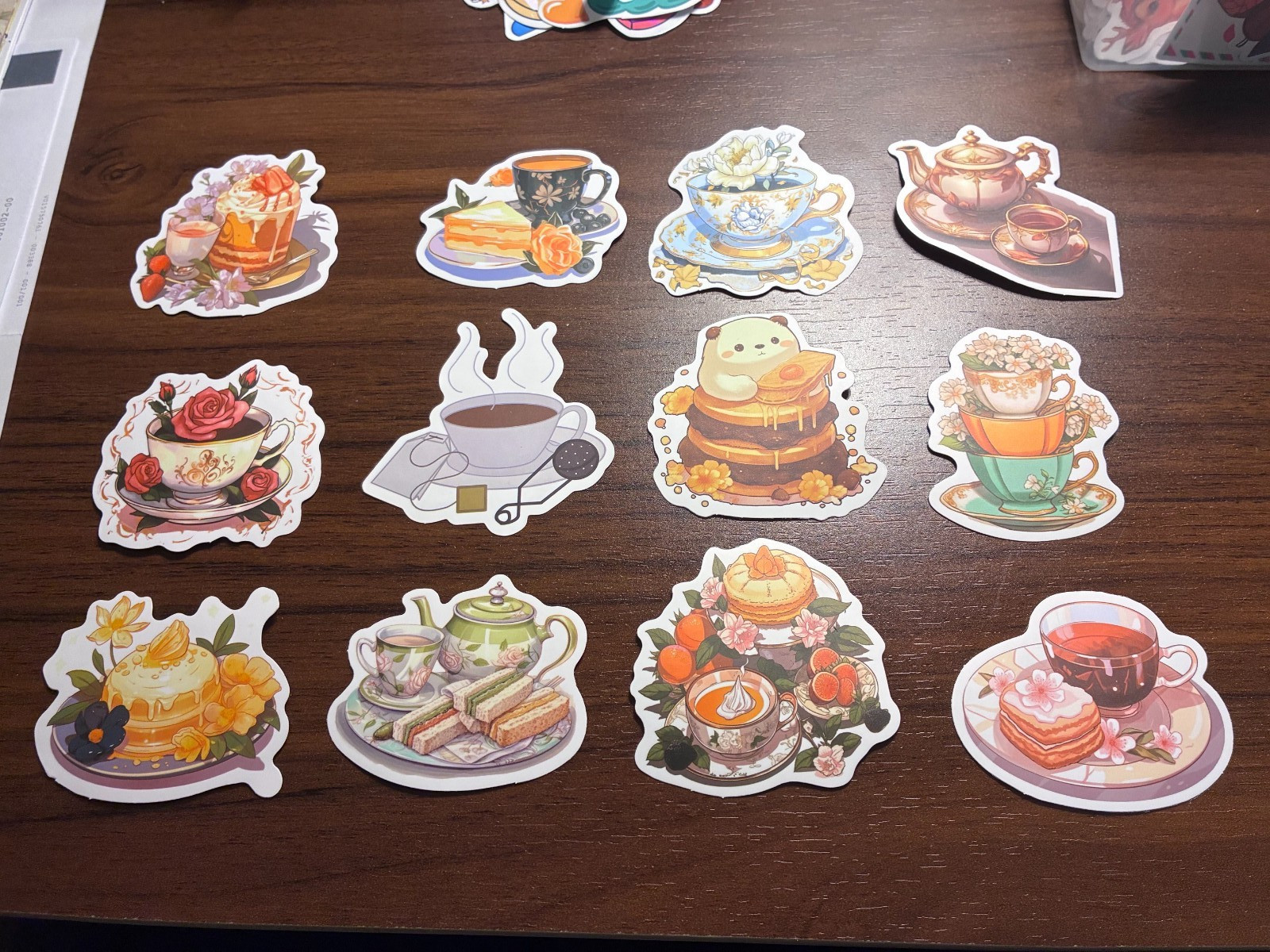 12 – Vinyl Tea Time and Tea Foods Stickers 1″ to 1.5″ in Size