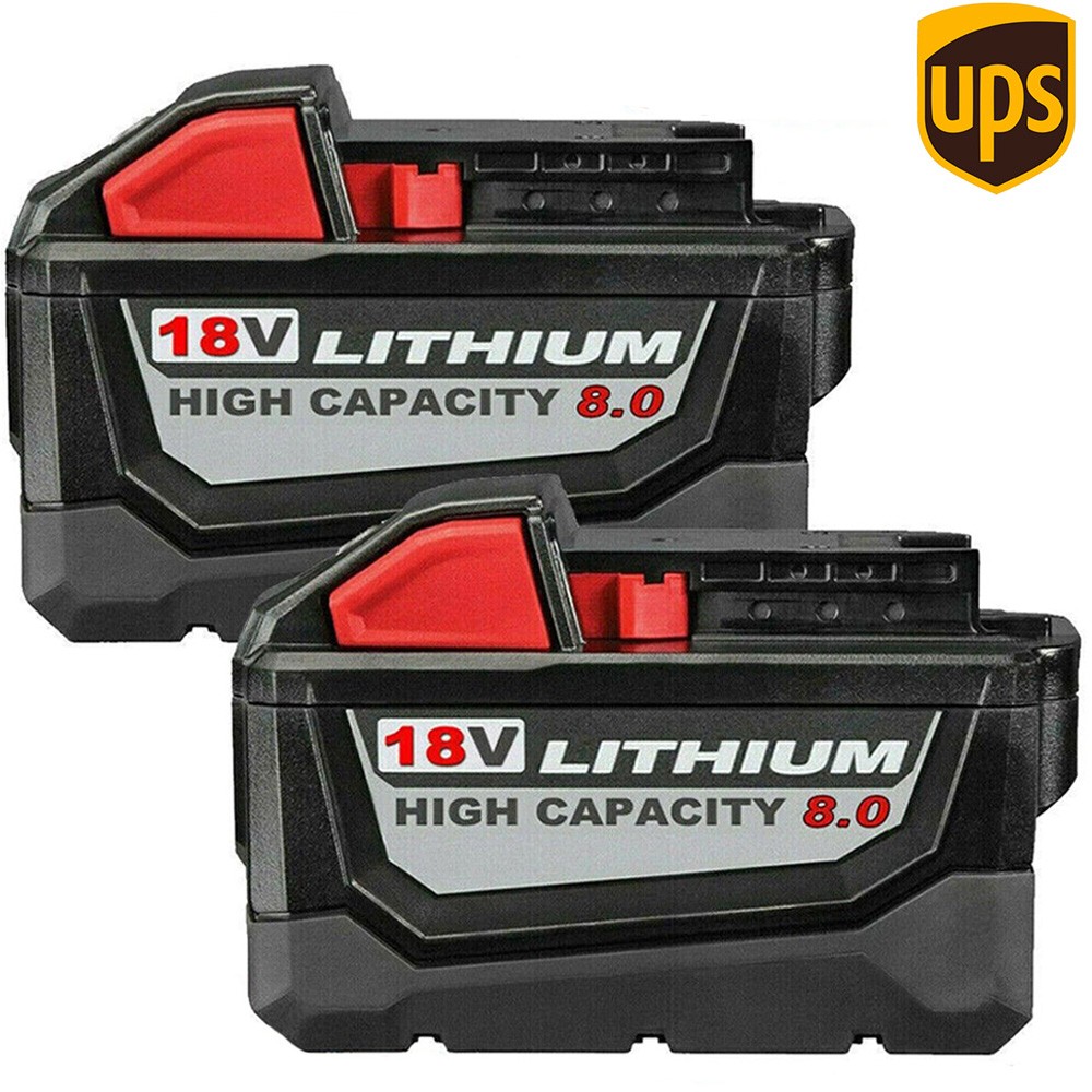 2X 8.0AH Battery For Milwaukee M18 18V Lithium-ion Extended Capacity 48-11-1860