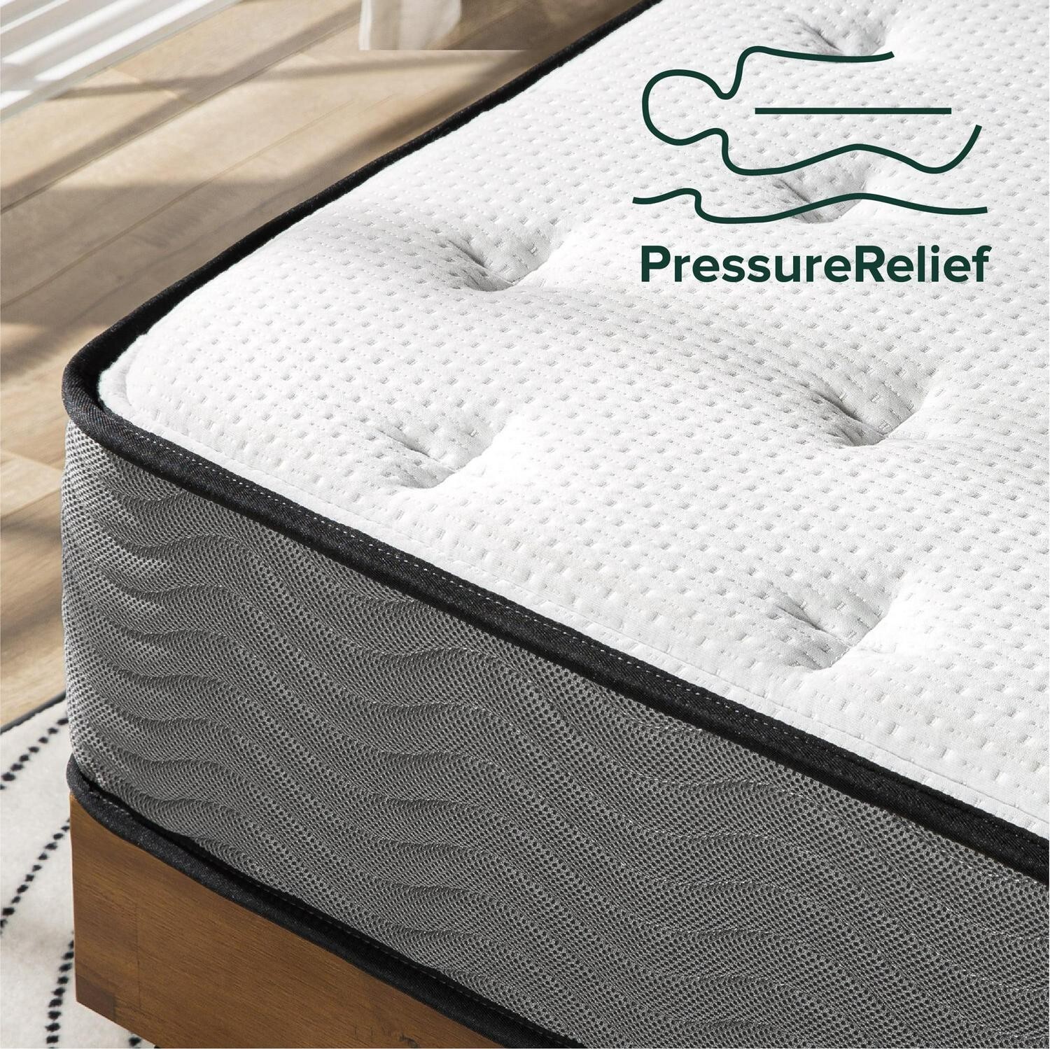 Zinus Pressure Relief Extra Firm Hybrid Mattress Comfort Foam and Pocket Spring