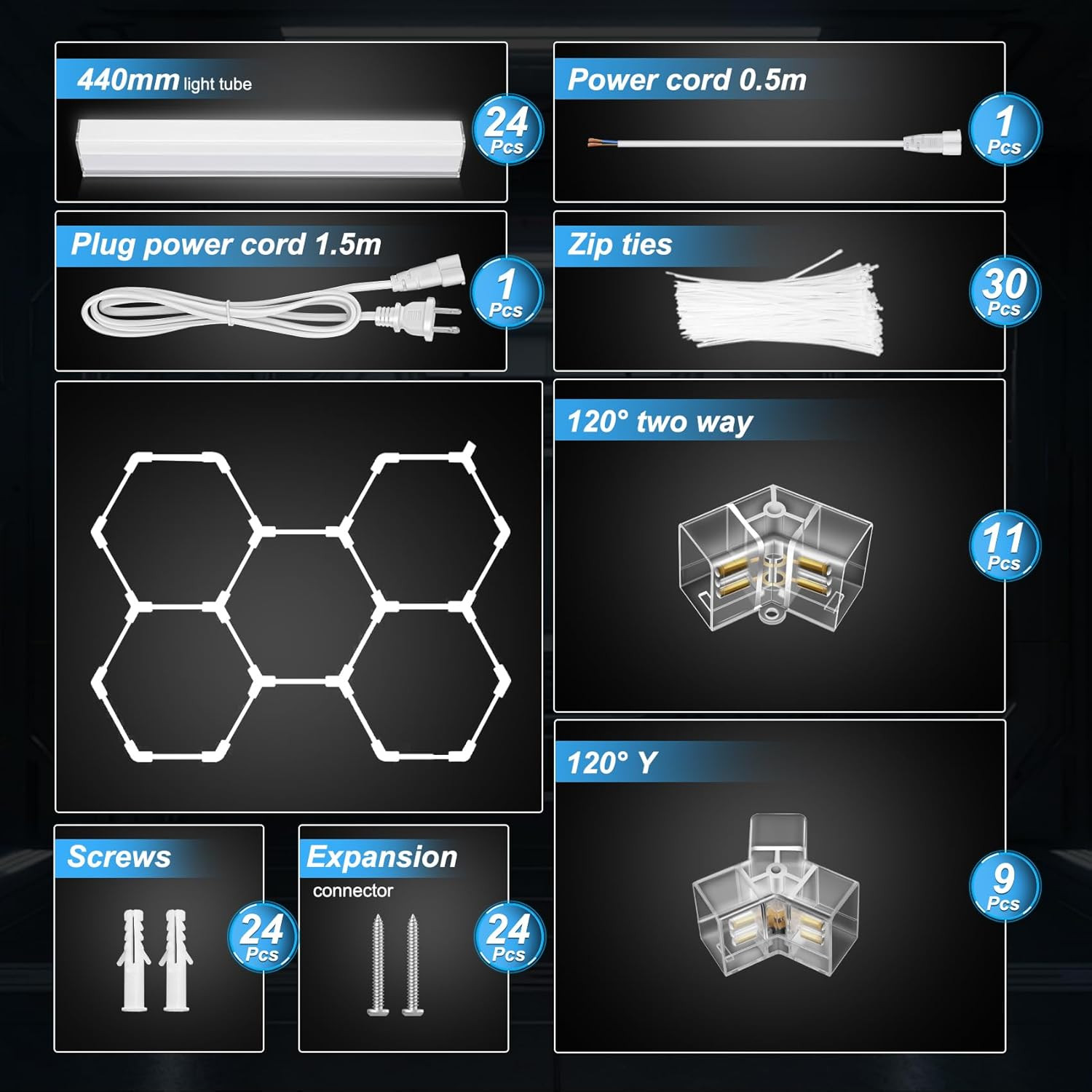 Hexagon Garage Lights 5 Hex, Hexagon LED Gym Lights