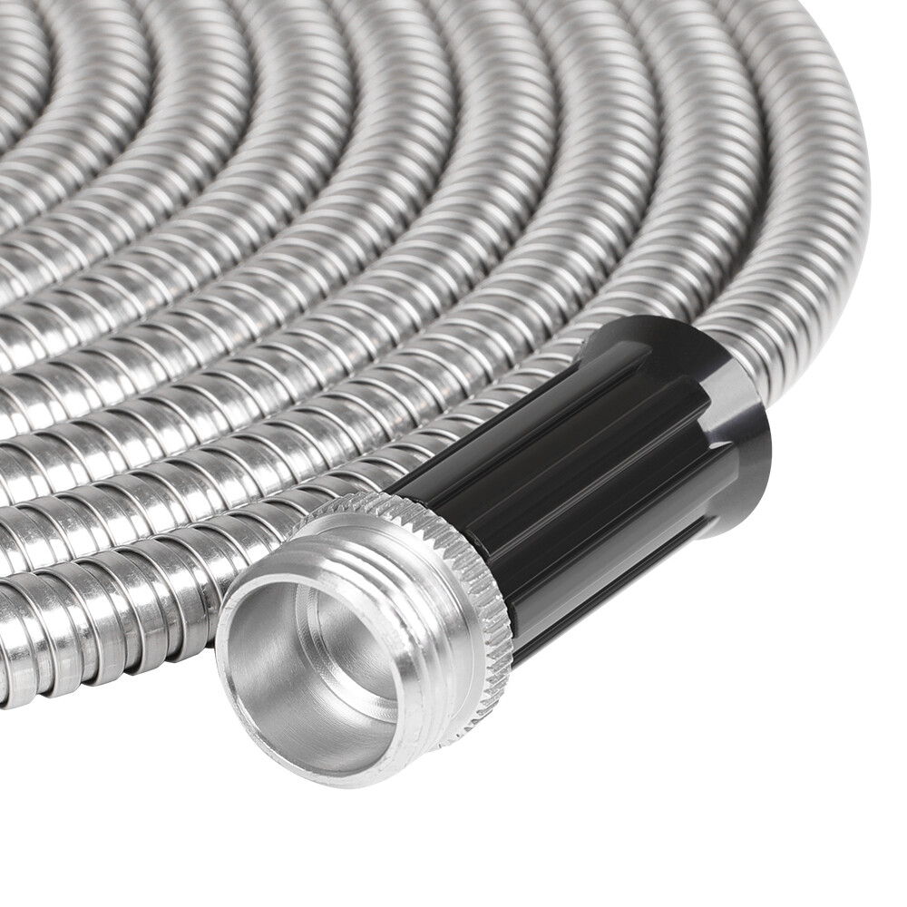50FT Stainless Steel Metal Water Hose Pipe Flexible Lightweight Garden