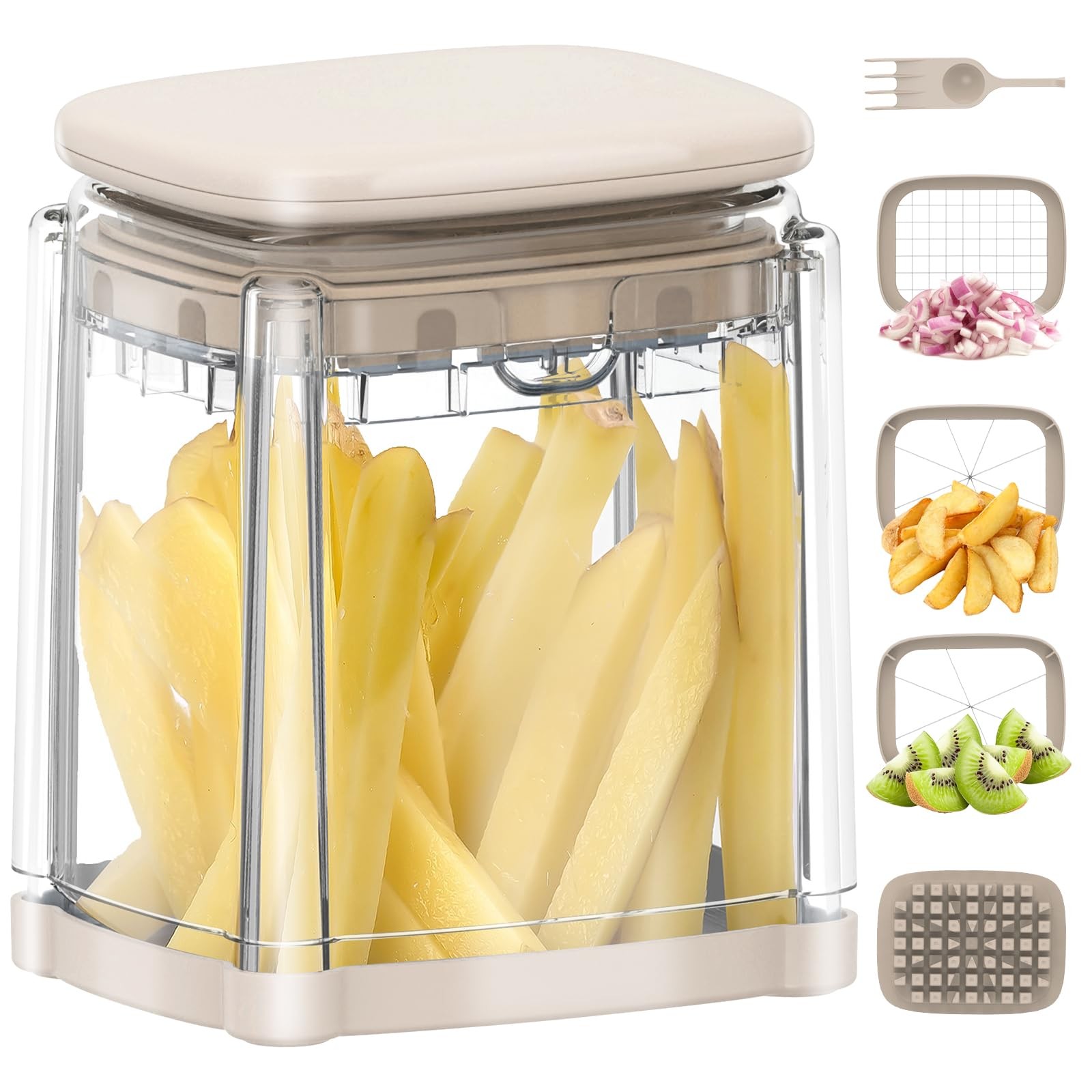 French Fry Cutter, Solucky Potato Onion 4.17*5.39*6.22 inch, Apricot Pink