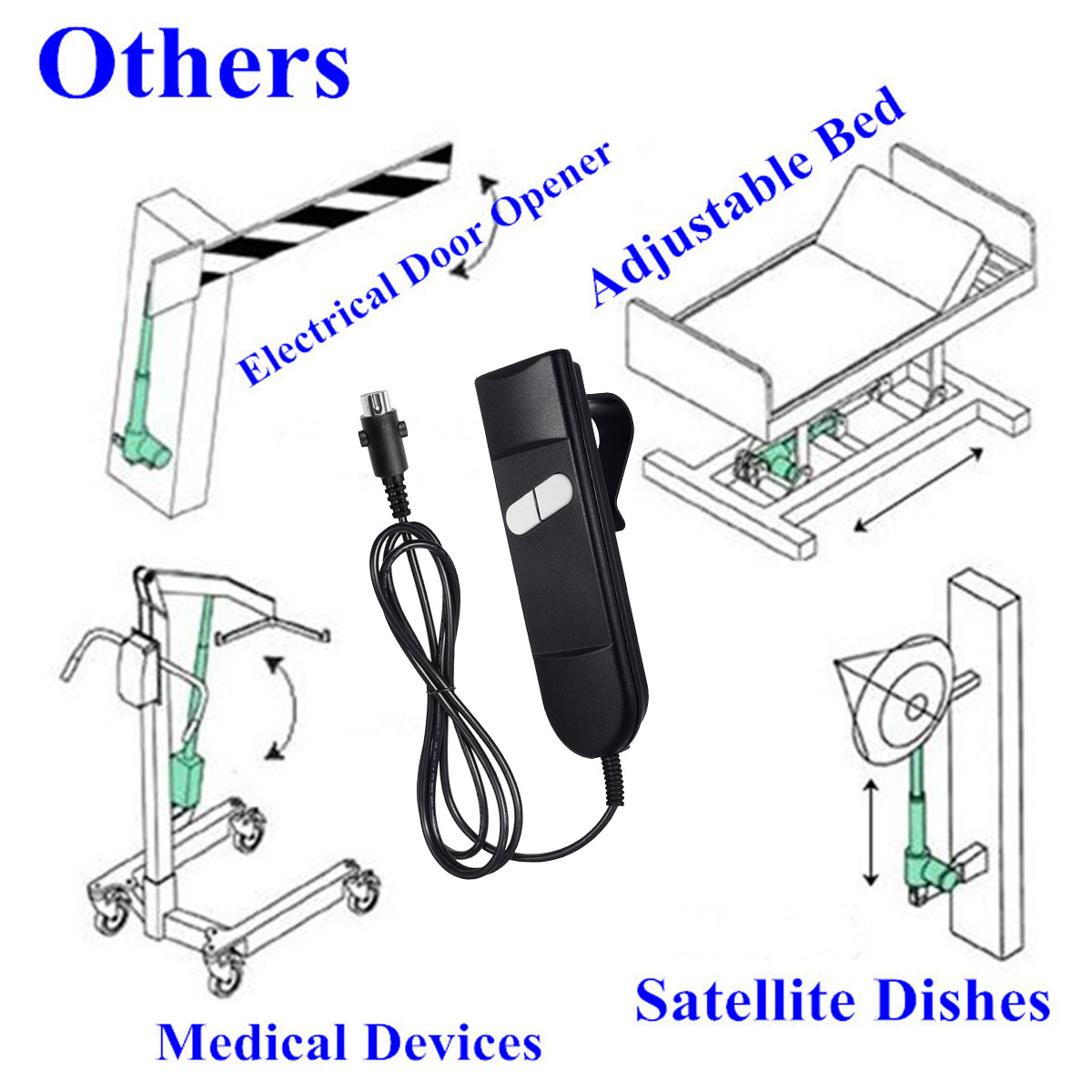 Recliner Remote Hand Control 2 Button 5 Pin for Electric Power Lift Sofa Chair