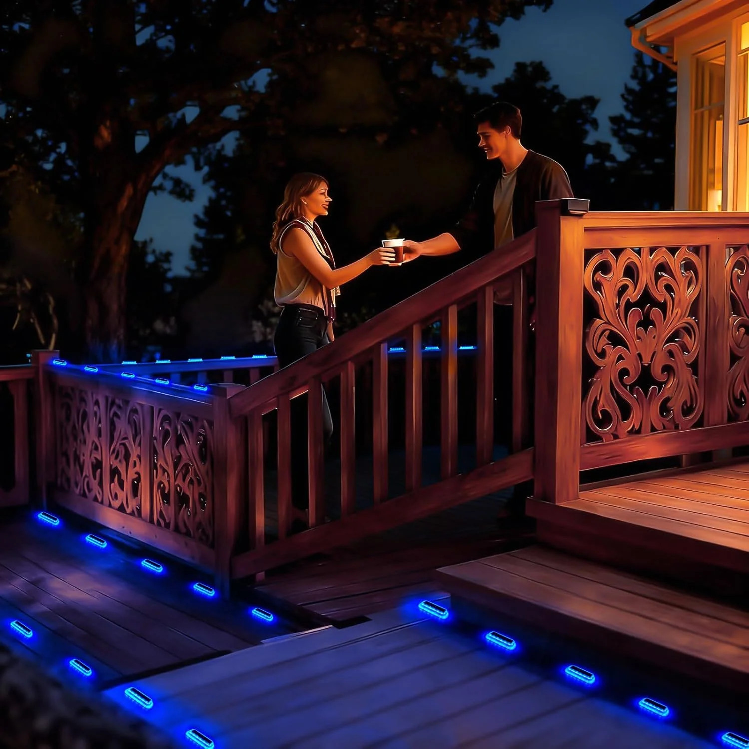T-SUN Solar Deck Lights Outdoor Waterproof, Deck Lights Solar Powered, Driveway