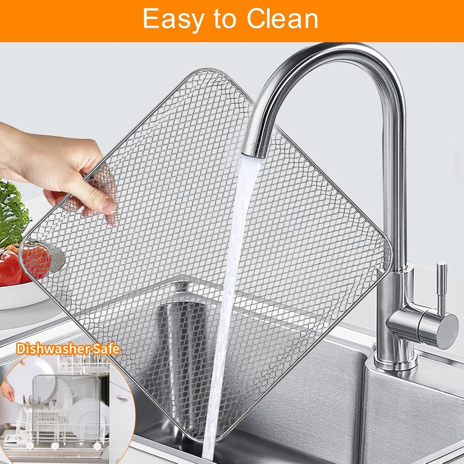 Gourmia Compatible Air Fryer Basket – 12.3” Food Grade Steel, Dishwasher Safe
