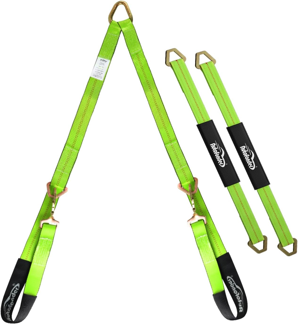 V-Bridle Tow Strap w/Axle Straps, Snap Hooks, D-Rings
